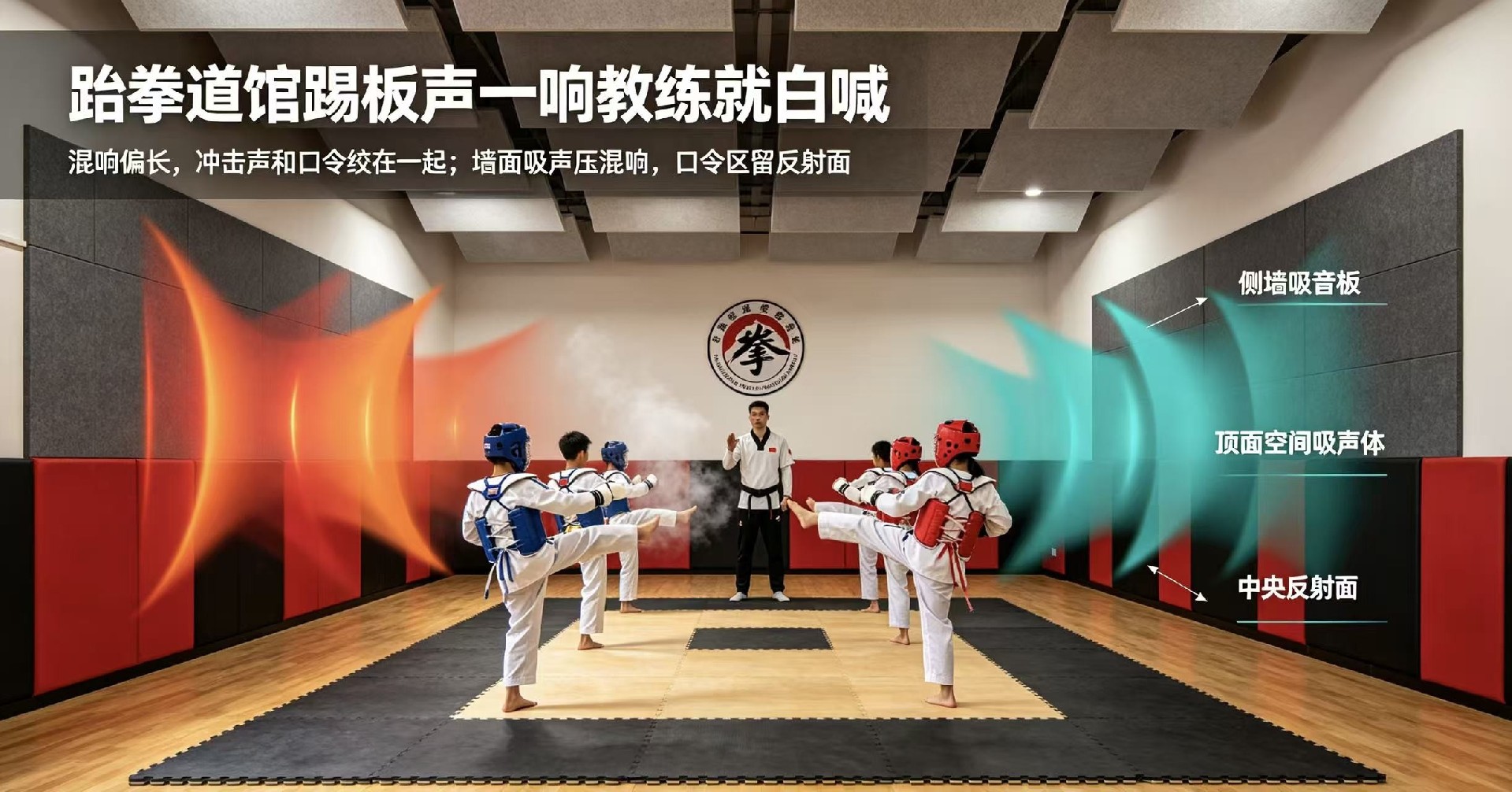 跆拳道館踢板聲一響教練就白喊，是木板太響還是吸聲沒做？