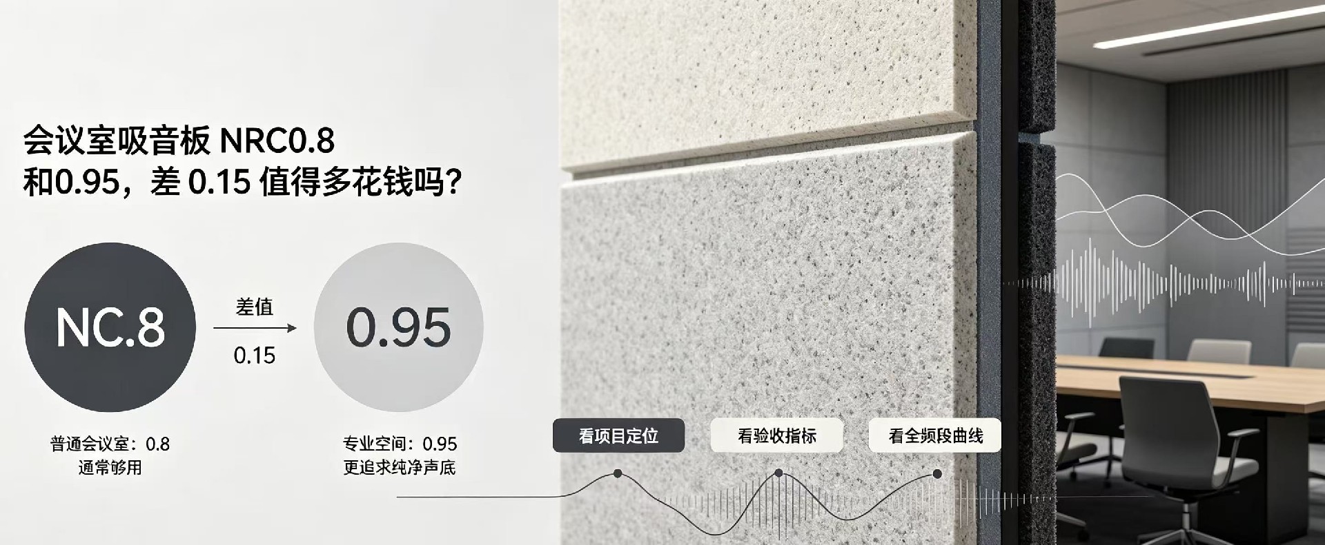 會(huì)議室吸音板 NRC0.8 和 0.95，差 0.15 值得多花錢嗎？